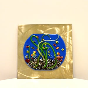 Fused Glass Fish bowl Art Decor wall hanging by Susan Mason, Image 1.