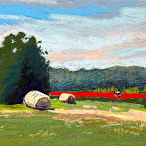 Poppies and Hay Bales by Susan Diehl