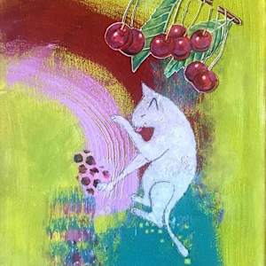 Cherries and Cat by nancy gordon