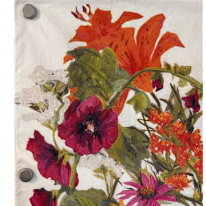 Orange Lilly tea towel by nikki  Image: Upper left hand corner.