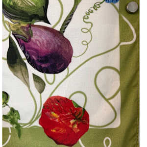 Vegetable tea towel by nikki  Image: Lower right hand corner.