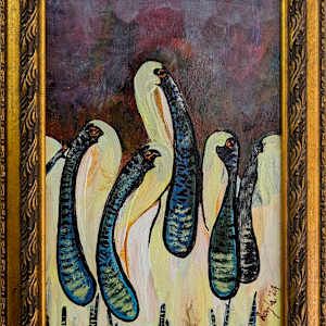 Endangered Black Faced Spoonbills by Douglas Black  Image: Framed Endangered Black Faced Spoonbills