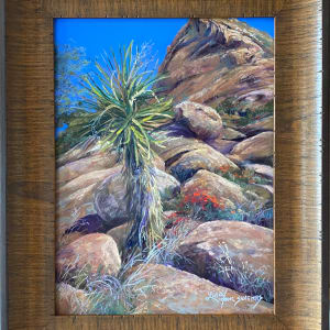 Life on the Rocks by Lindy Cook Severns  Image: framed in wood under non-reflective museum glazing