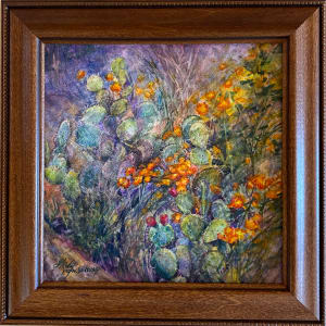 Hugging a Cactus by Lindy Cook Severns  Image: framed in 1"1/2" wood