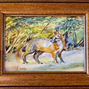 Snow Day  Image: framed in rich pecan wood
