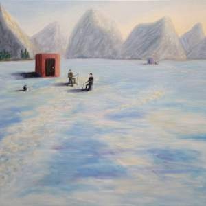 Ice Fishing the Mountain Lake by JM Sutherland, Image 1.