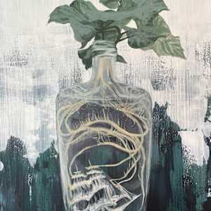 Message in a Bottle by Lindsey Veil  Image: Work in progress- each layer has lighter values on top of darker values. 