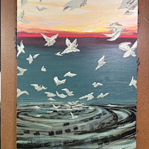 Elegy for Order by Lindsey Veil  Image: Finally a finished painting hanging in the studio!