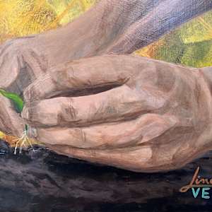 Kindness by Lindsey Veil  Image: Signed bottom right corner of panel.