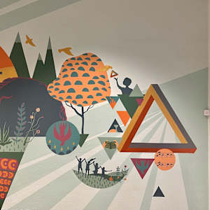 Mural at Christ Covenant Church in Atlanta by Lindsey Veil  Image: Right side of the mural