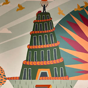 Mural at Christ Covenant Church in Atlanta by Lindsey Veil  Image: Detail of middle section.