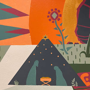 Mural at Christ Covenant Church in Atlanta by Lindsey Veil  Image: Detail of middle section.