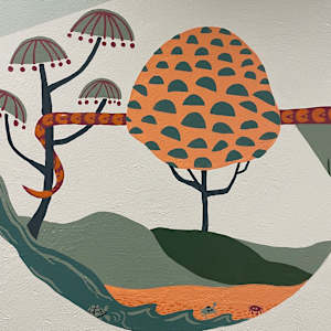 Mural at Christ Covenant Church in Atlanta by Lindsey Veil  Image: Detail of left side of the mural.