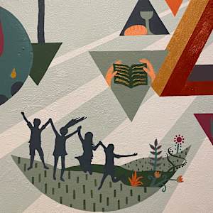 Mural at Christ Covenant Church in Atlanta by Lindsey Veil  Image: Detail of children playing.