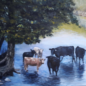 Indian Creek Cows by Judith Bair