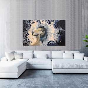 Wolf Entrepreneur by Masha Schwartz Art  Image: Ignite creativity at home where every glance fuels your next breakthrough.