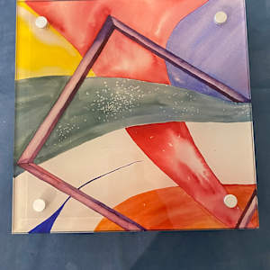 Acrylic Plate with Expressive Design 10 x 10 by Marie Louise Bosin, MA, Image 1.