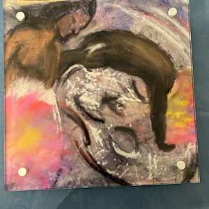 Acrylic Plate with Expressive Art Image 12 x 12 by Marie Louise Bosin, MA, Image 1.