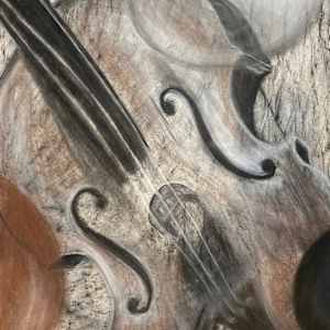 While My Guitar Gently Sleeps Original chalk drawing by Marie Louise Bosin, MA, Image 1.