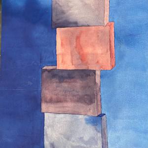 Stacked Boxes-Original Watercolor Painting by Marie Louise Bosin, MA, Image 1.