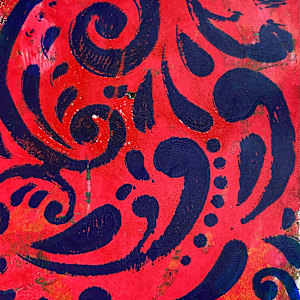 Paisley Original Gelli Plate Print by Marie Louise Bosin, MA, Image 1.