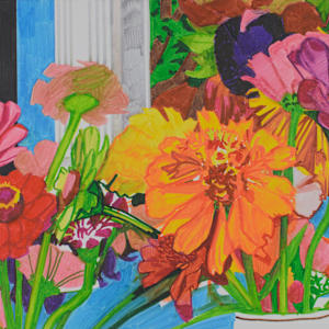 Bright Zinnias, July 15, 2019 by Colleen McCubbin Stepanic, Image 1.