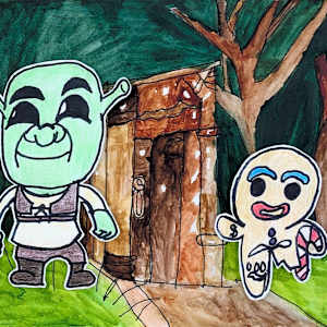 Shrek, Gingy & Outhouse by Tiffany, Image 1.