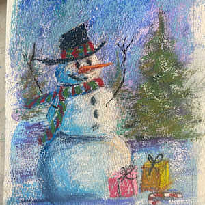 Snowman with Gifts by Natalie Campbell