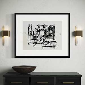 City Bridge by Ladianne Henderson  Image: City Bridge by Ladianne Henderson.  Ink on paper. 24x18 in. 2024. MOCKUP 3
