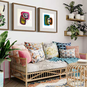 Systems Triptych by Ladianne Henderson  Image: Systems Triptych by Ladianne Henderson. Mixed media on watercolor paper. 17x17 in. 2024. MOCKUP 2