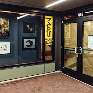 Field of Sheep by Linda Devenow  Image: Framed: Eugene Mayor's Art Show display - August 2020 (During Covid)