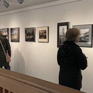 Middle Fork Path by Linda Devenow  Image: Framed: solo Continuation of Moving Toward the Emotive exhibit, Emerald Art Center, Springfield, Or, March 2025