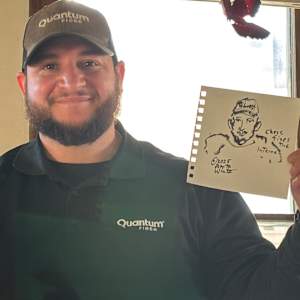 Chris with drawing by Anita Inez White