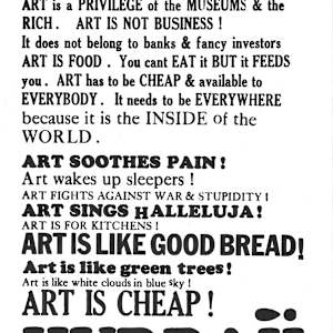 Cheap Art Manifesto by Bread and Puppet Theatre by Anita Inez White