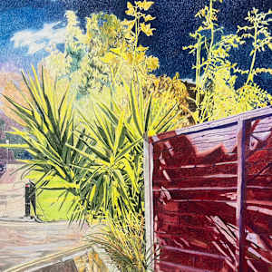 Backyard Scene with Yukka by Sarah Dee Barrett