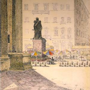 Leningrado. La prospettiva Nevskij, dalla parte della cattedrale della Madre di Dio di Kazan by Aleksandr Semionovich Vedernikov