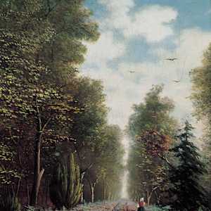 Paesaggio di Normandia. Contadina nel bosco by Aleksandr Karlovich Beggrov