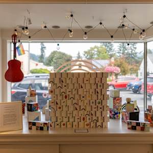 10-Block Prime Numbers Puzzle (3 x 3 grid  with key block - 4 inch cubes) by Juliet Fiss  Image: Installation