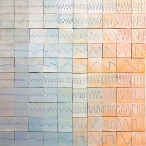100-Block Prime Numbers Puzzle (10x10 grid - 2.5 inch cubes) by Juliet Fiss  Image: Side 5: Synthesizer Waveforms (Sine, Square, Sawtooth, Triangle) Color Gradient