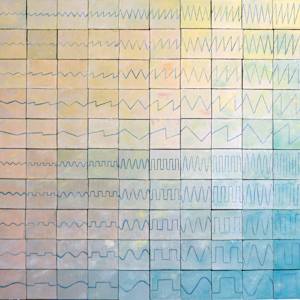 100-Block Prime Numbers Puzzle (10x10 grid - 2.5 inch cubes) by Juliet Fiss  Image: Side 6: Synthesizer Waveforms (Sine, Square, Sawtooth, Triangle) Color Gradient