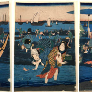 Shinagawa  Shiohigari No Zu - Shell Gathering at Low Tide in Shinagawa by UTAGAWA HIROSHIGE, Image 3.