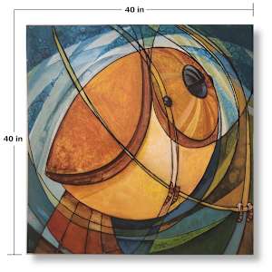 Fat Sparrow by Tony Hyden  Image: The painting "Fat Sparrow" with it's dimensions visually indicated for height and width.