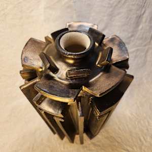 Bronze Assemblage Vase II by Tony Hyden  Image: contemporary ceramic sculptural vase glazed bronze - top view