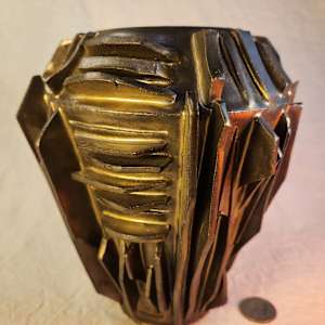 Bronze Assemblage Vase IV by Tony Hyden  Image: contemporary ceramic sculptural vase glazed bronze - to scale
