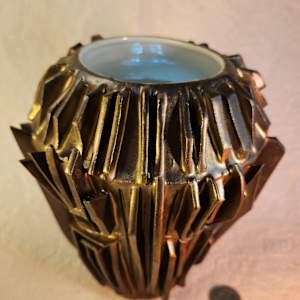 Bronze Assemblage Vase IV by Tony Hyden  Image: contemporary ceramic sculptural vase glazed bronze - to scale - to view