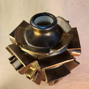 Bronze Assemblage Vase V by Tony Hyden  Image: contemporary ceramic sculptural vase glazed bronze - top view