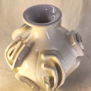 White Assemblage Vase II by Tony Hyden  Image: white contemporary ceramic sculptural vase - top view