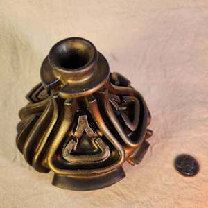 Bronze Assemblage Vase III by Tony Hyden  Image: small modernist sculptural vase - top view - to scale
