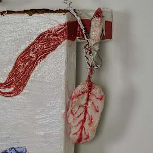 Juice Box by Lisa Petsu  Image: Detail of encrusted palette knife.