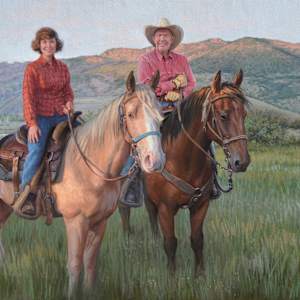 McKay grandparents on horses by Ken Corbett, Image 1.